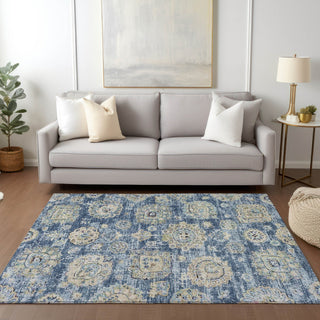 Piper Looms Chantille Floral ACN634 Blue Area Rug Lifestyle Image Feature