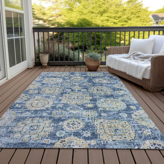 Piper Looms Chantille Floral ACN634 Blue Area Rug