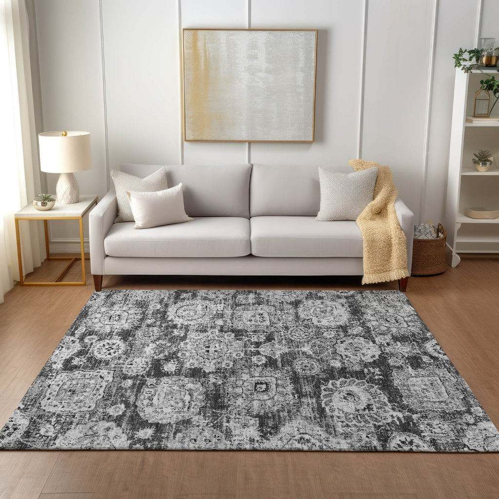 Piper Looms Chantille Floral ACN634 Gray Area Rug Lifestyle Image Feature