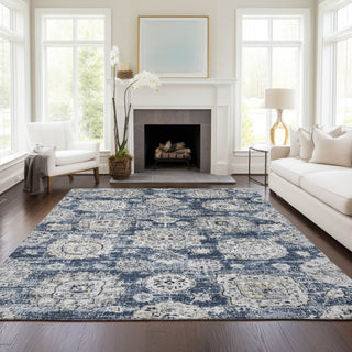 Piper Looms Chantille Floral ACN634 Navy Area Rug Lifestyle Image Feature