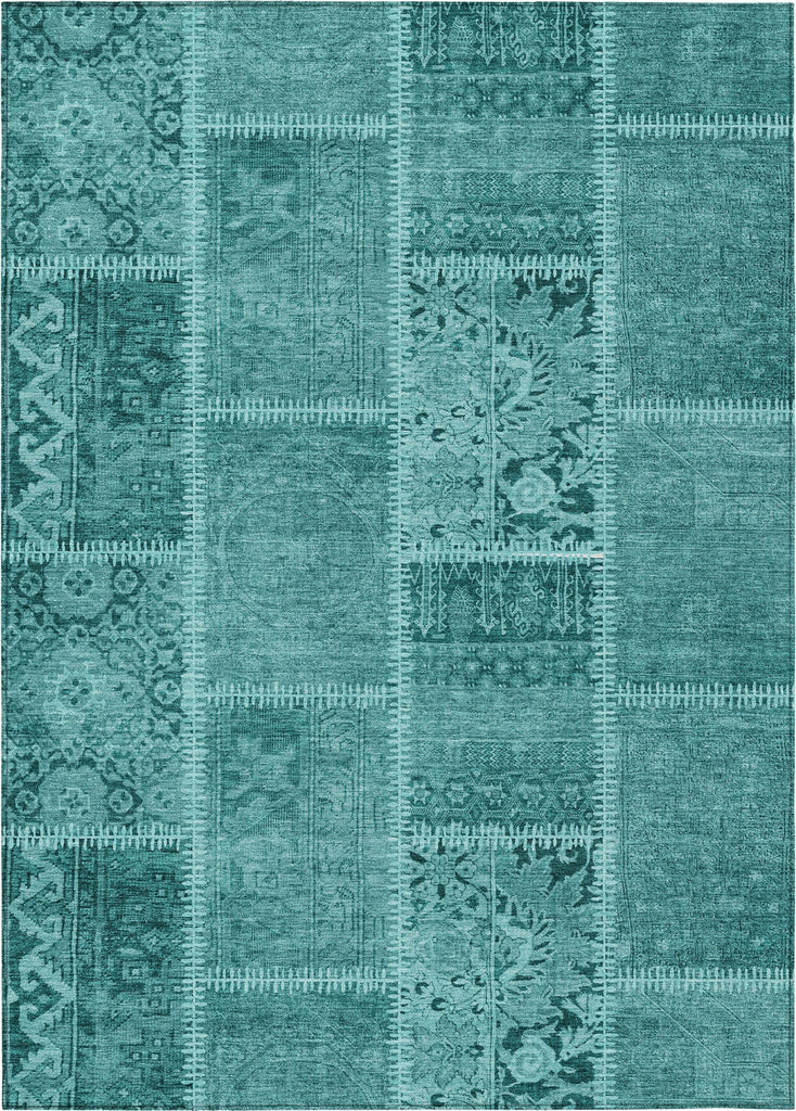 Piper Looms Chantille Patchwork ACN635 Turquoise Area Rug