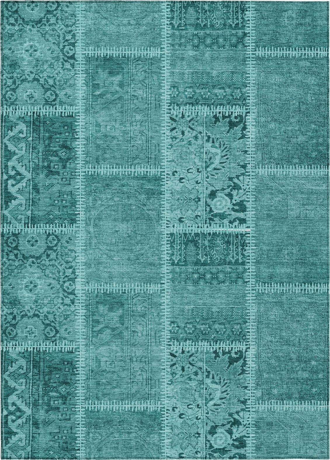 Piper Looms Chantille Patchwork ACN635 Turquoise Area Rug