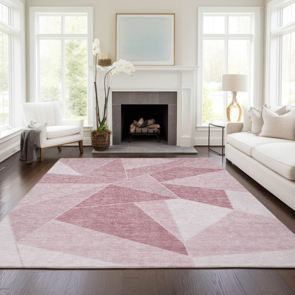 Piper Looms Chantille Geometric ACN636 Blush Area Rug Lifestyle Image Feature