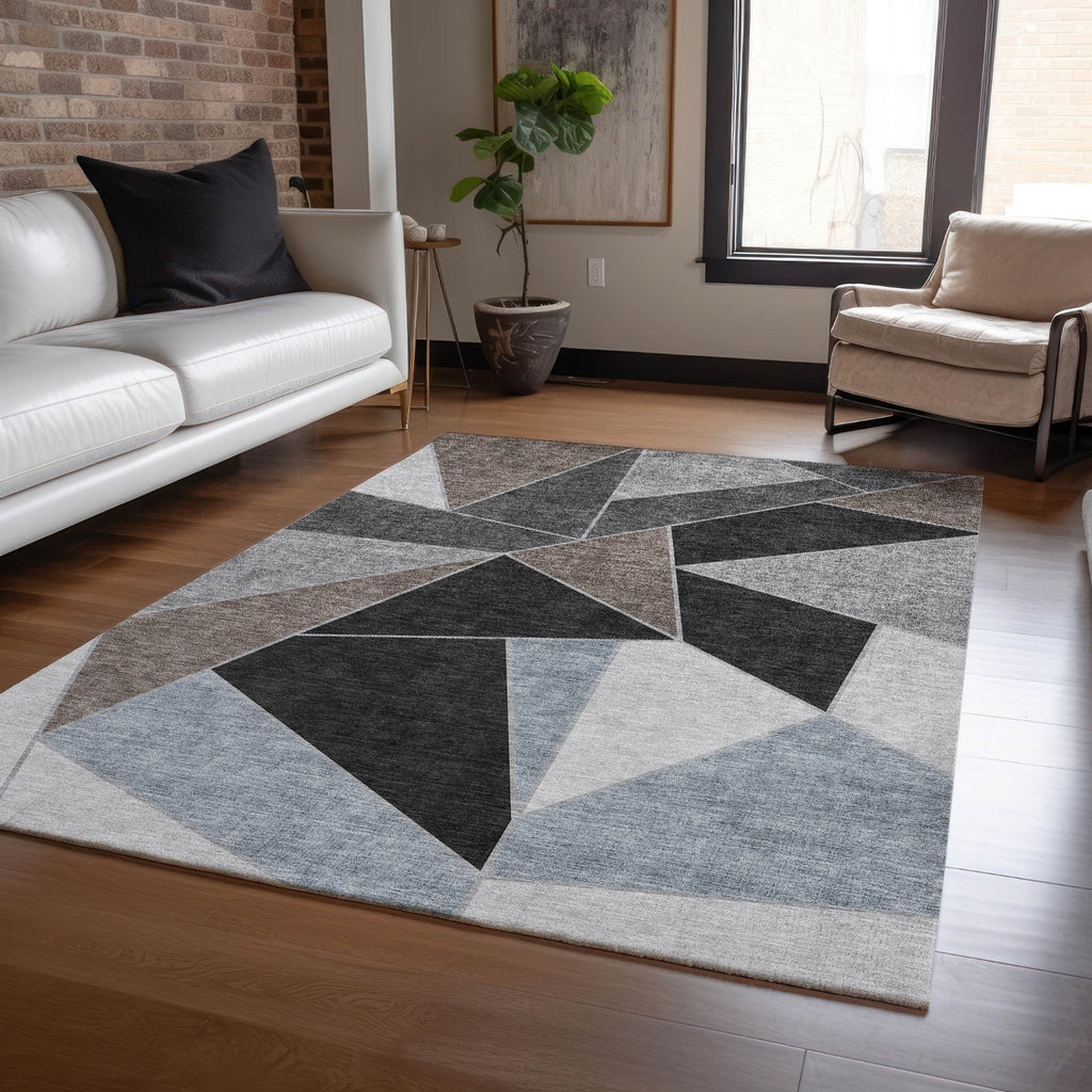 Piper Looms Chantille Geometric ACN636 Chocolate Area Rug Lifestyle Image Feature