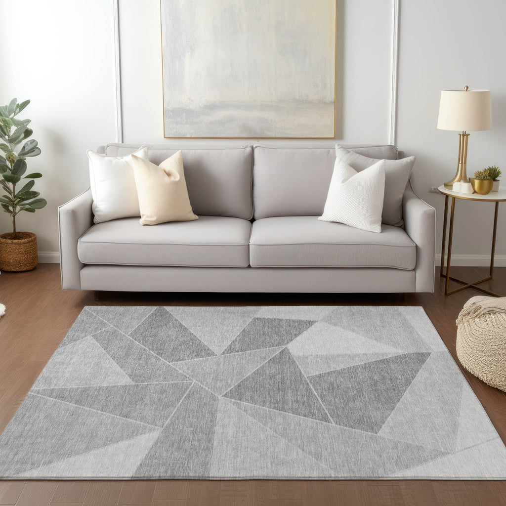 Piper Looms Chantille Geometric ACN636 Gray Area Rug Lifestyle Image Feature