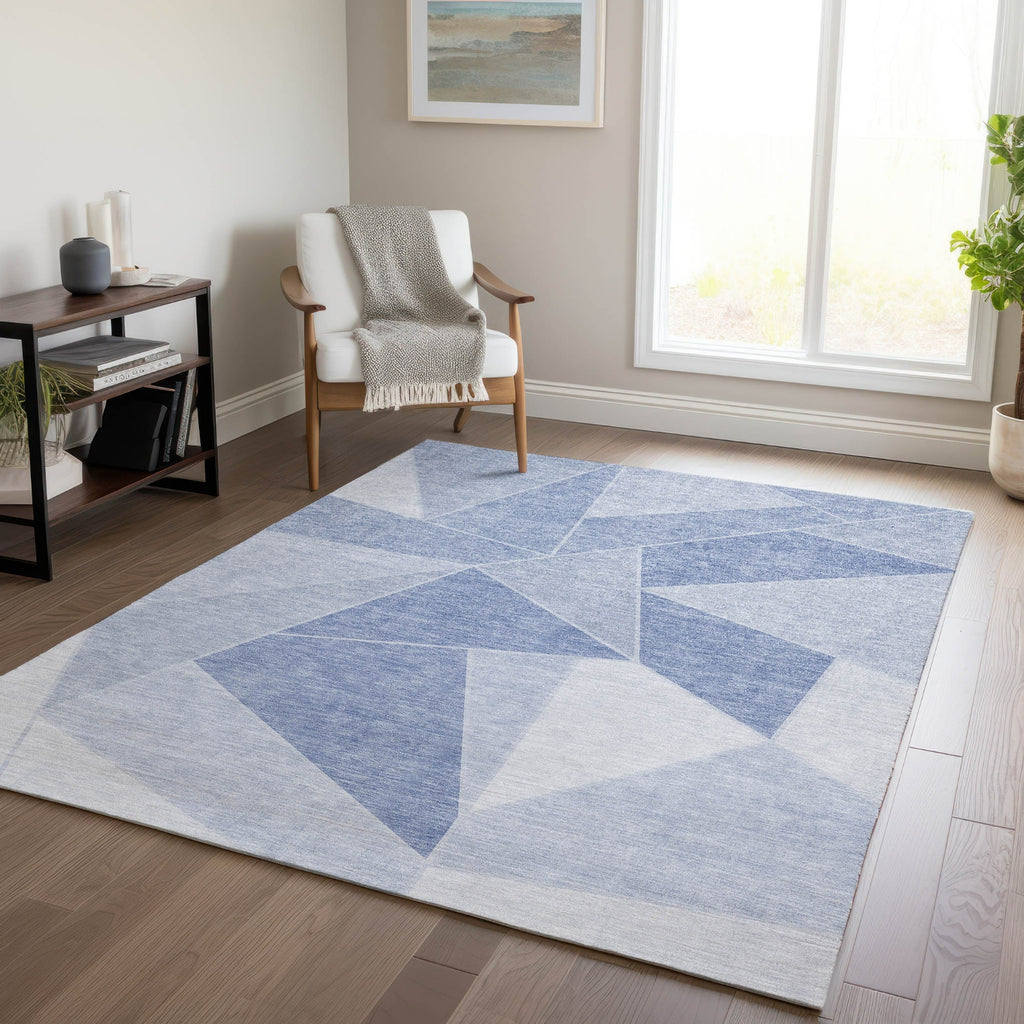 Piper Looms Chantille Geometric ACN636 Sky Area Rug Lifestyle Image Feature