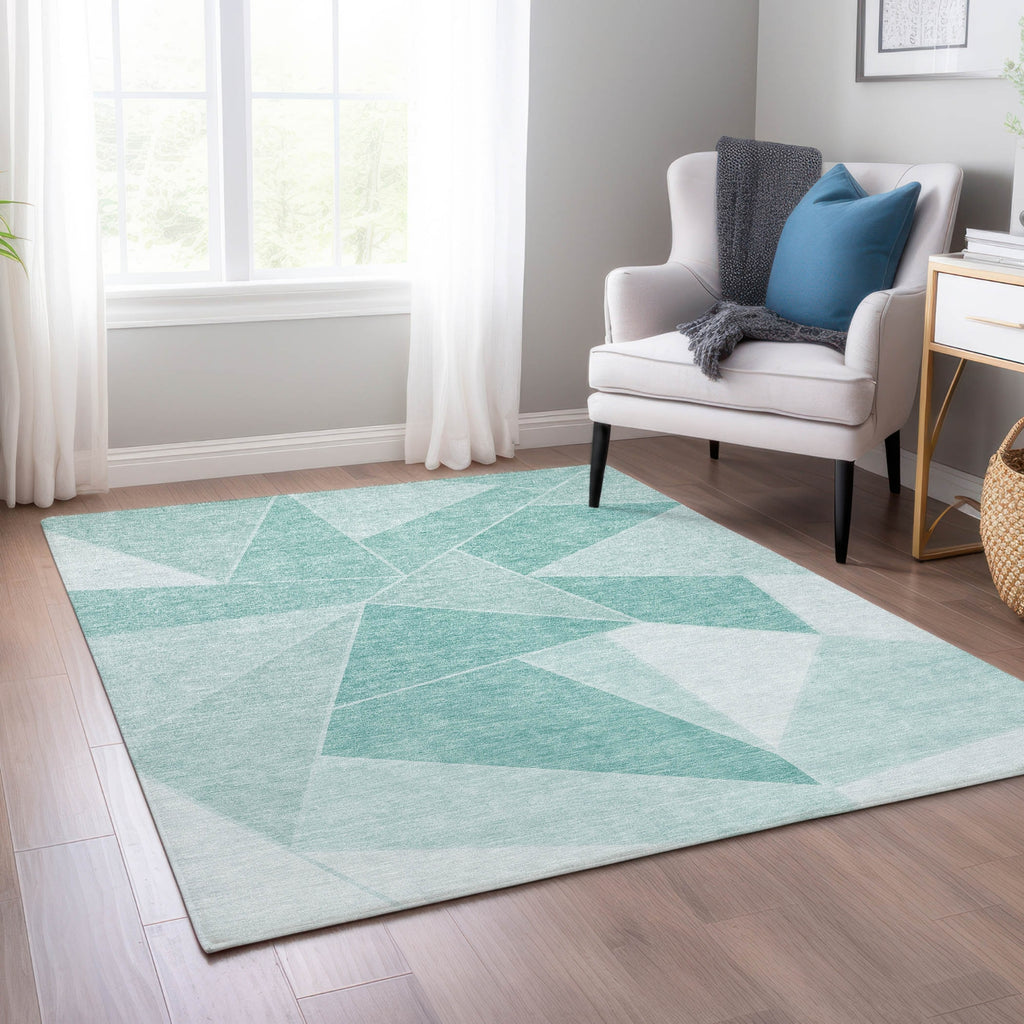 Piper Looms Chantille Geometric ACN636 Teal Area Rug Lifestyle Image Feature
