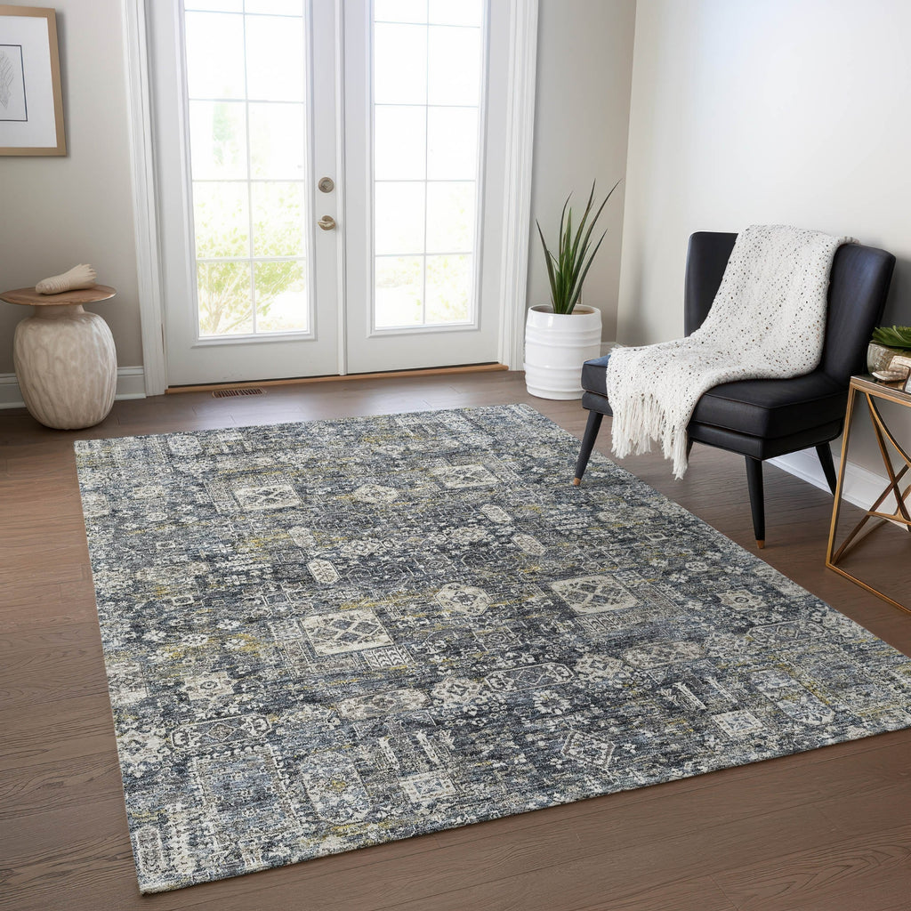 Piper Looms Chantille Panel ACN637 Charcoal Area Rug Lifestyle Image Feature