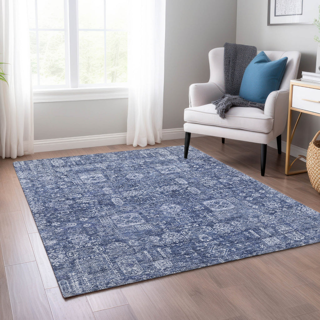 Piper Looms Chantille Panel ACN637 Navy Area Rug Lifestyle Image Feature