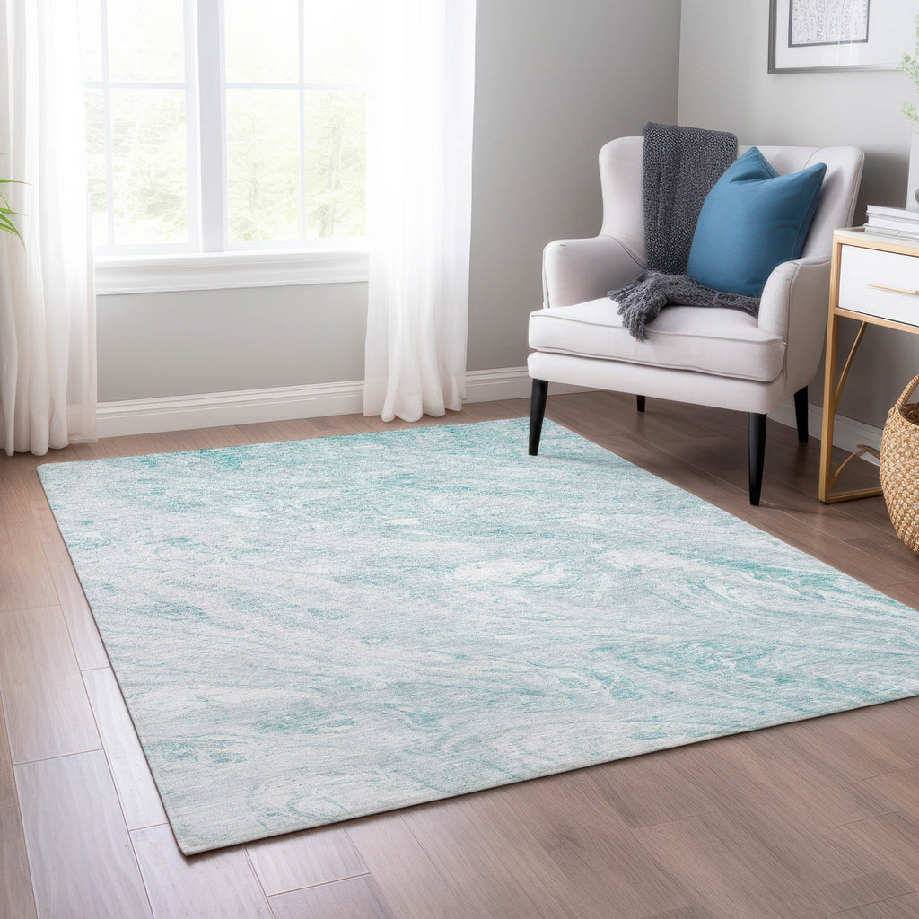 Piper Looms Chantille Abstract ACN640 Teal Area Rug Lifestyle Image Feature
