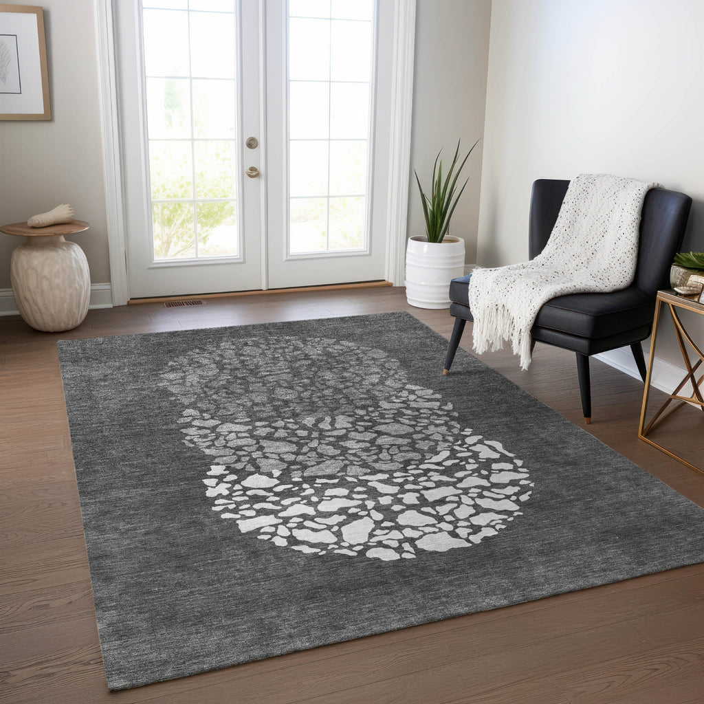 Piper Looms Chantille Circles ACN643 Charcoal Area Rug Lifestyle Image Feature