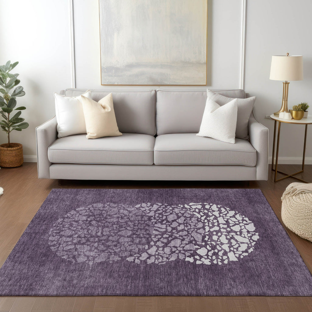 Piper Looms Chantille Circles ACN643 Eggplant Area Rug Lifestyle Image Feature