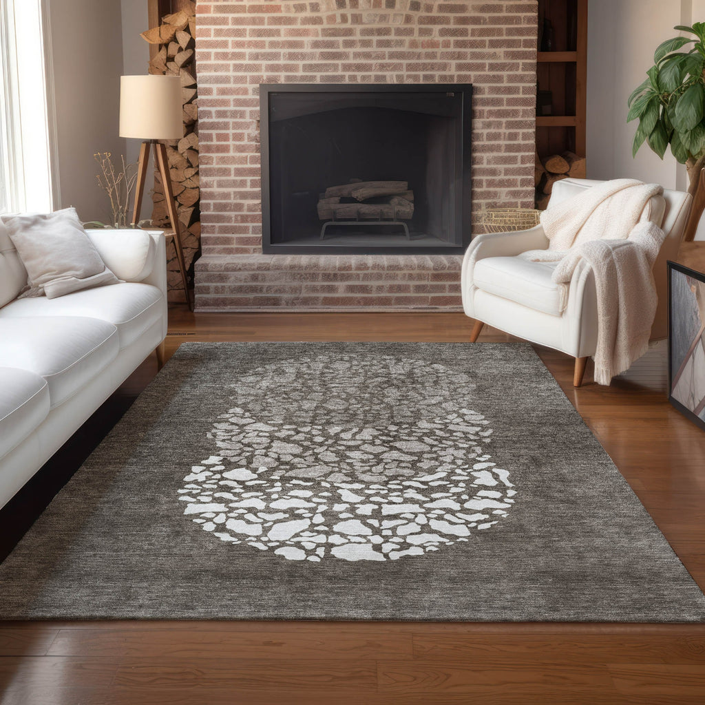 Piper Looms Chantille Circles ACN643 Taupe Area Rug Lifestyle Image Feature