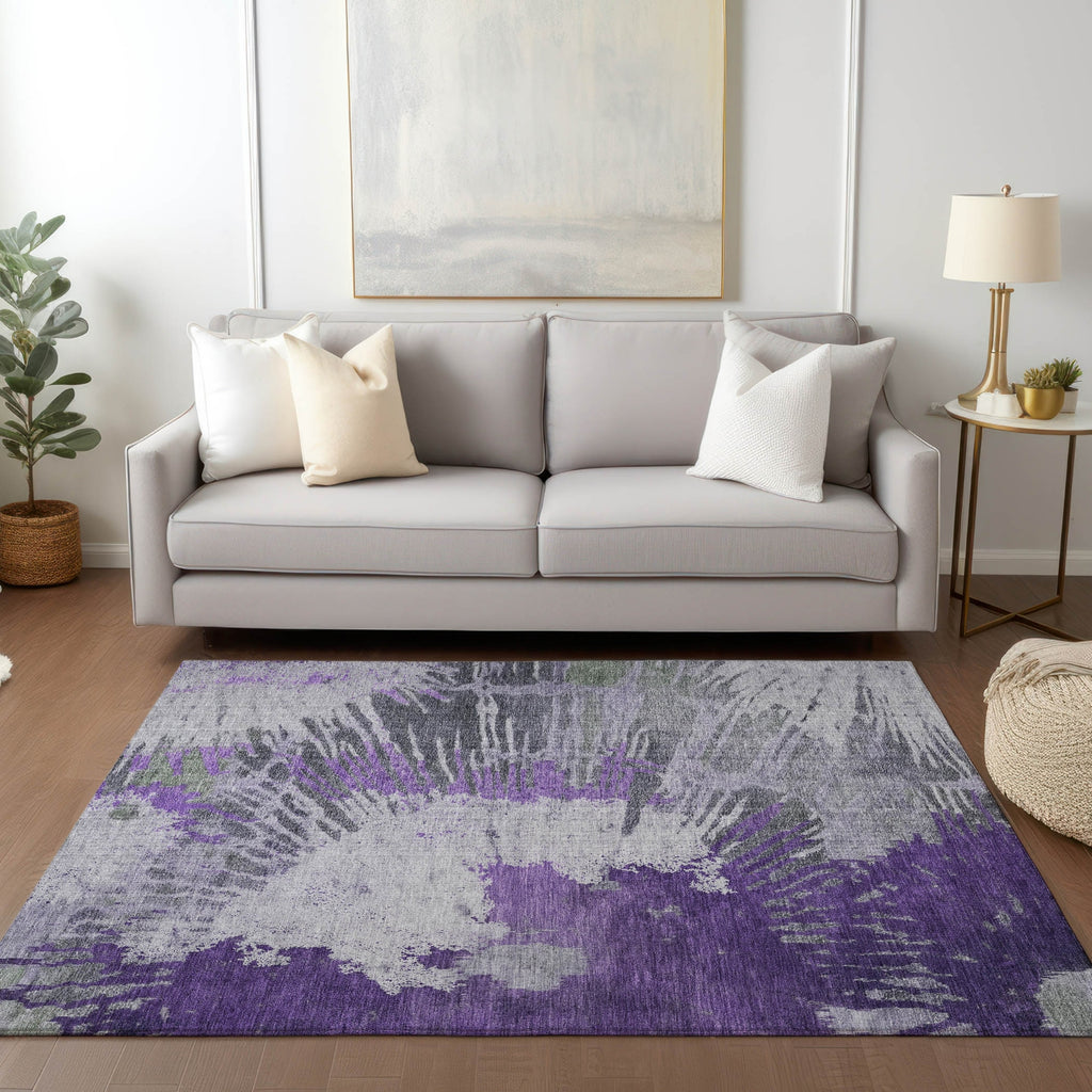Piper Looms Chantille Modern ACN645 Purple Area Rug Lifestyle Image Feature