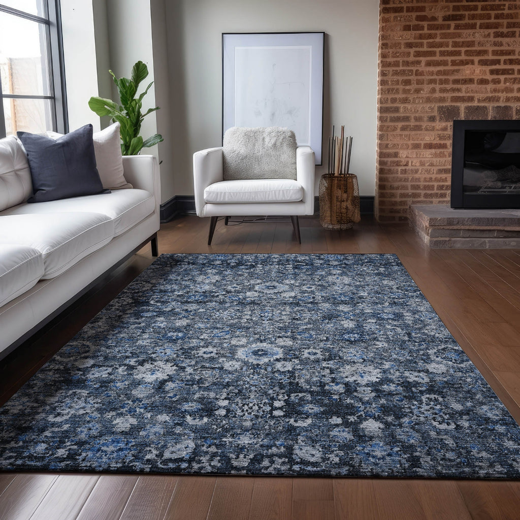 Piper Looms Chantille Oriental ACN651 Blue Area Rug Lifestyle Image Feature