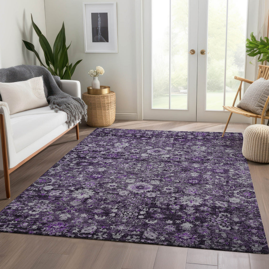 Piper Looms Chantille Oriental ACN651 Purple Area Rug Lifestyle Image Feature