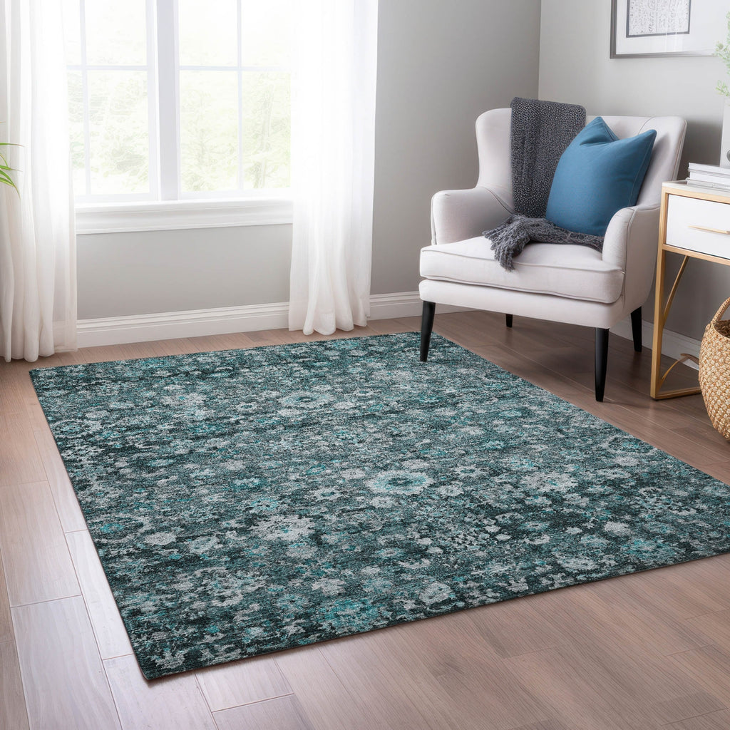 Piper Looms Chantille Oriental ACN651 Teal Area Rug Featured