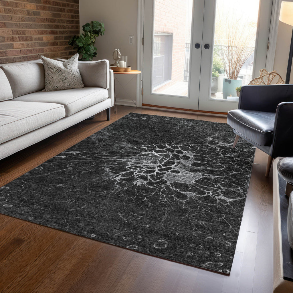 Piper Looms Chantille Modern ACN652 Charcoal Area Rug Lifestyle Image Feature