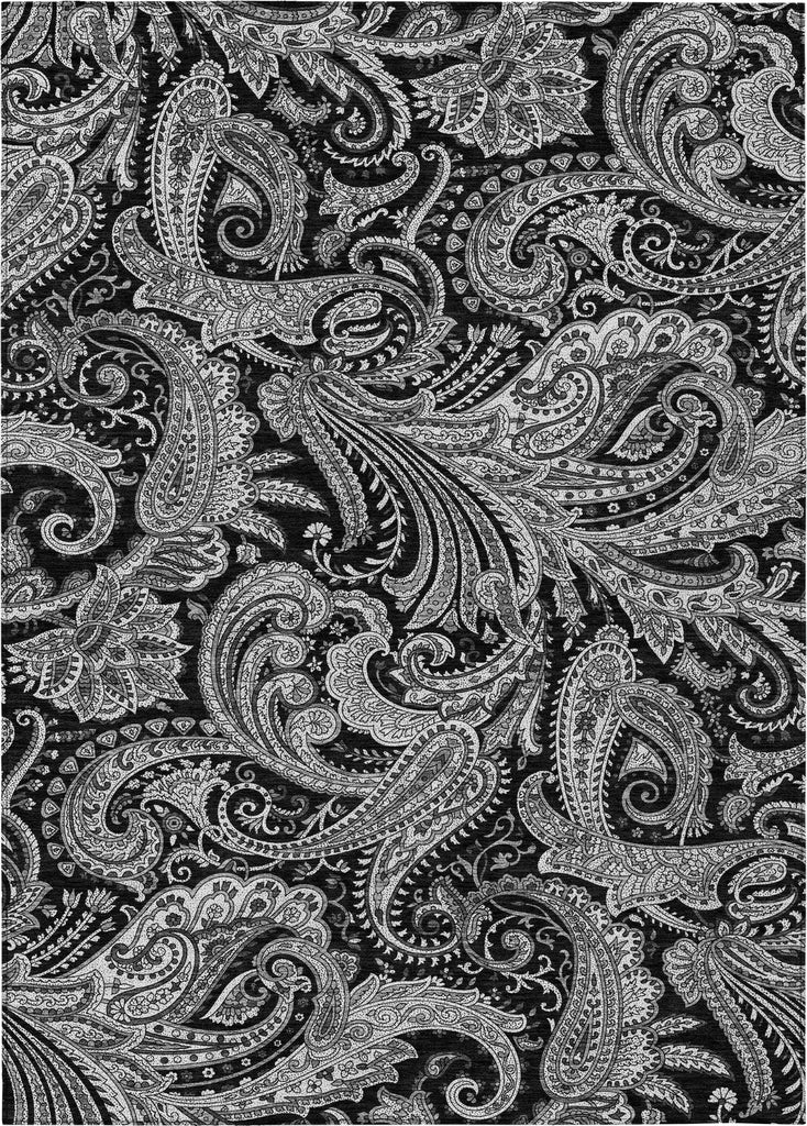 Piper Looms Chantille Paisley ACN654 Black Area Rug