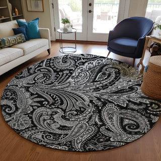 Piper Looms Chantille Paisley ACN654 Black Area Rug