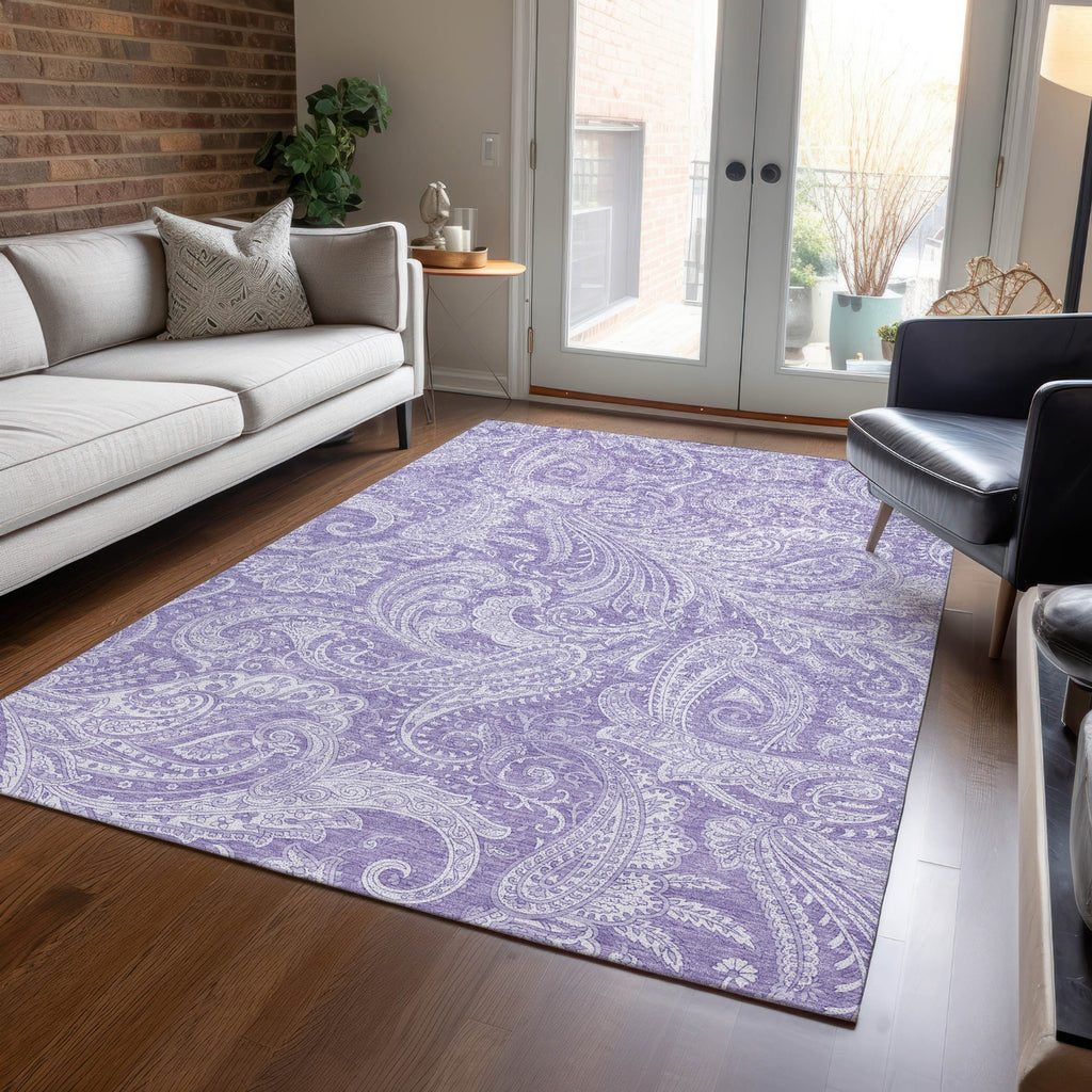Piper Looms Chantille Paisley ACN654 Lavender Area Rug Lifestyle Image Feature