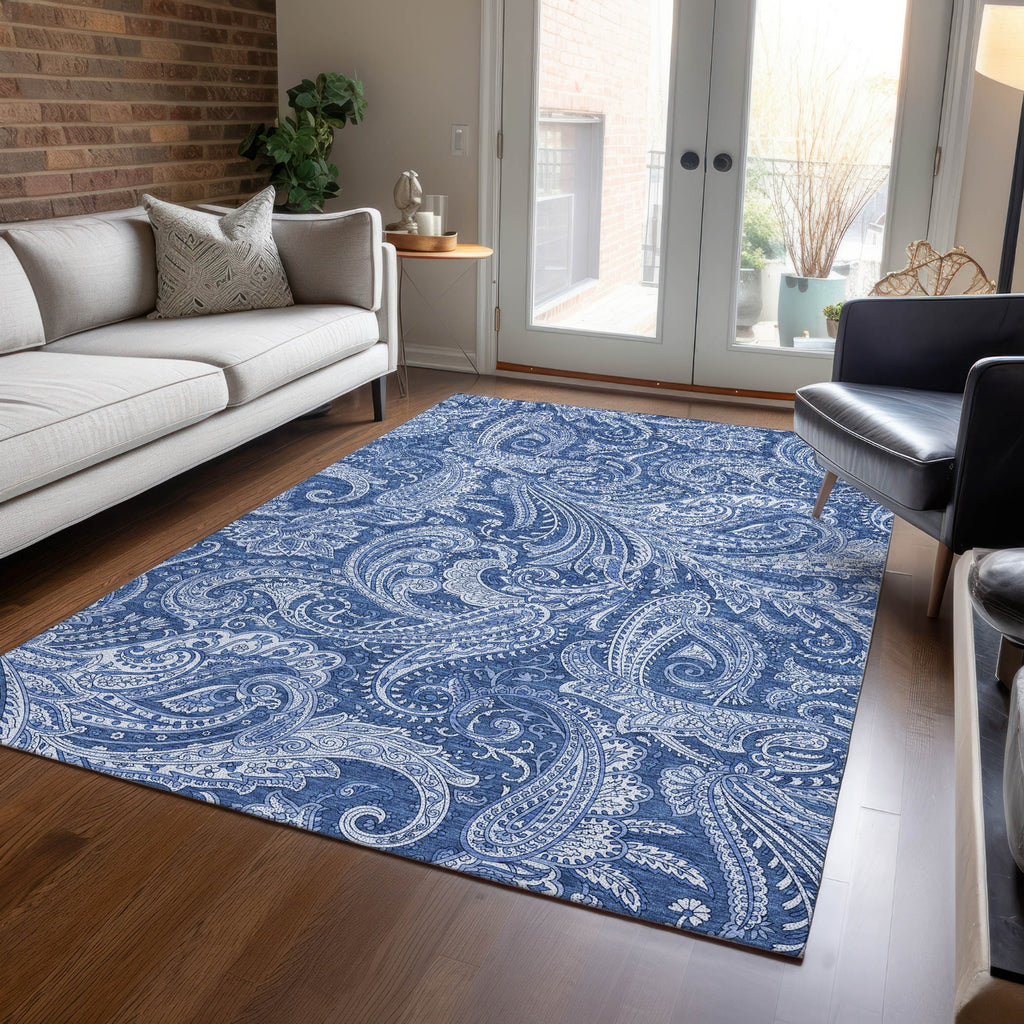 Piper Looms Chantille Paisley ACN654 Navy Area Rug Lifestyle Image Feature