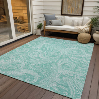 Piper Looms Chantille Paisley ACN654 Teal Area Rug