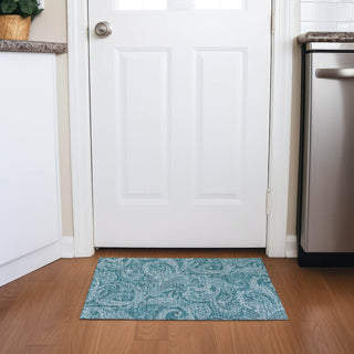 Piper Looms Chantille Paisley ACN654 Turquoise Area Rug