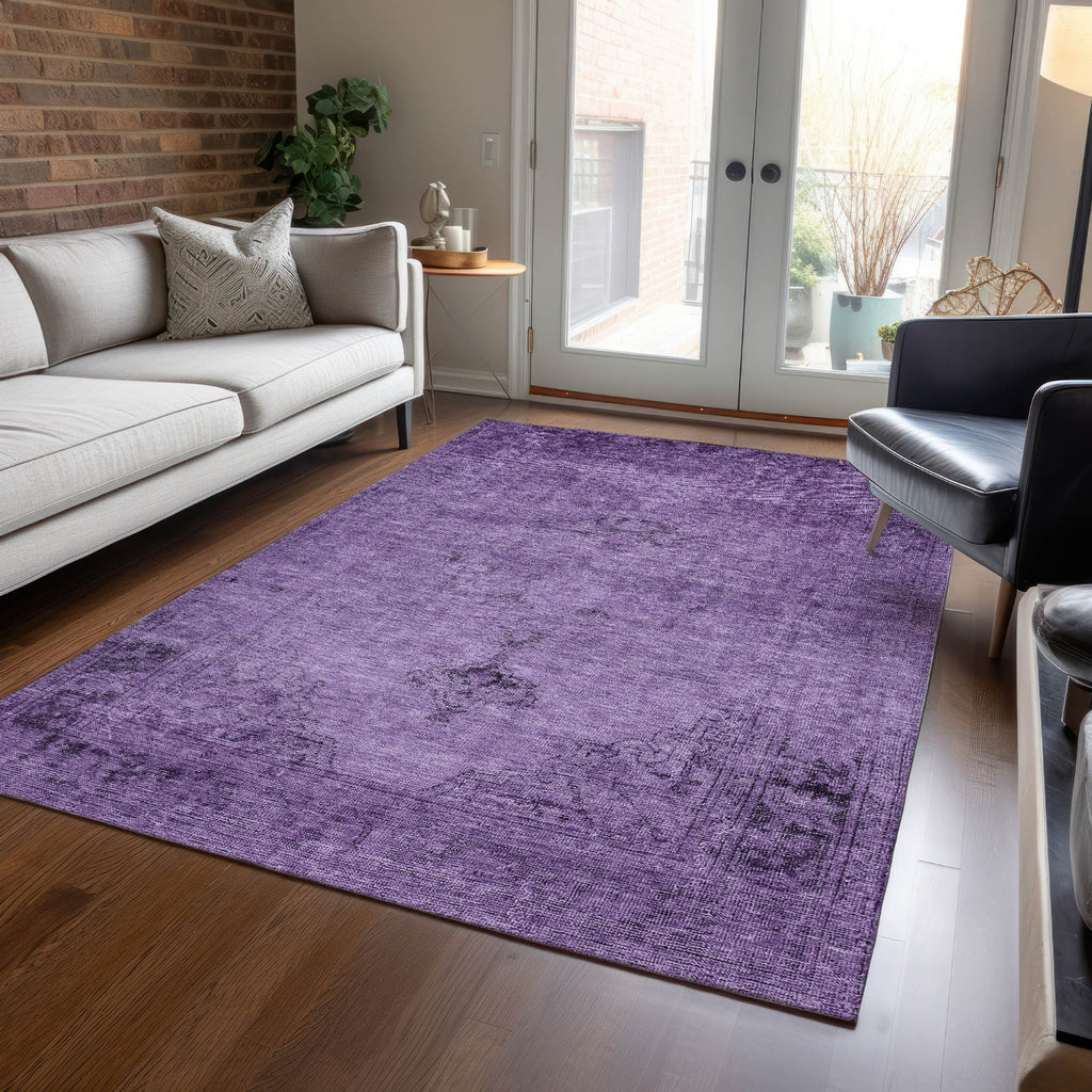 Piper Looms Chantille Oriental ACN658 Purple Area Rug Lifestyle Image Feature