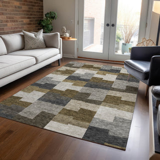 Piper Looms Chantille Geometric ACN659 Brown Area Rug Lifestyle Image Feature