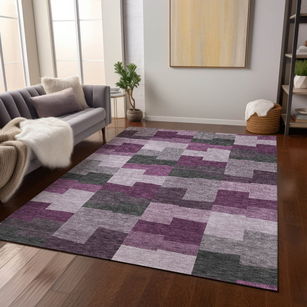 Piper Looms Chantille Geometric ACN659 Merlot Area Rug Lifestyle Image Feature