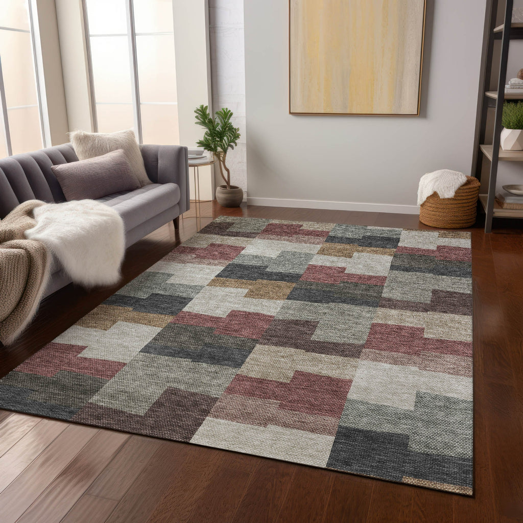 Piper Looms Chantille Geometric ACN659 Paprika Area Rug Lifestyle Image Feature