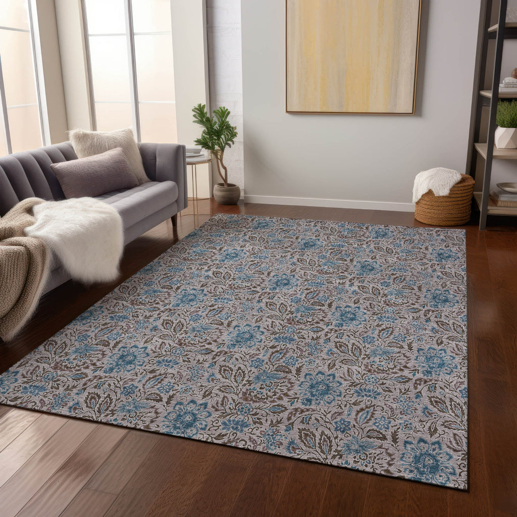 Piper Looms Chantille Floral ACN660 Mocha Area Rug Lifestyle Image Feature
