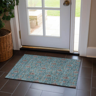 Piper Looms Chantille Floral ACN660 Teal Area Rug