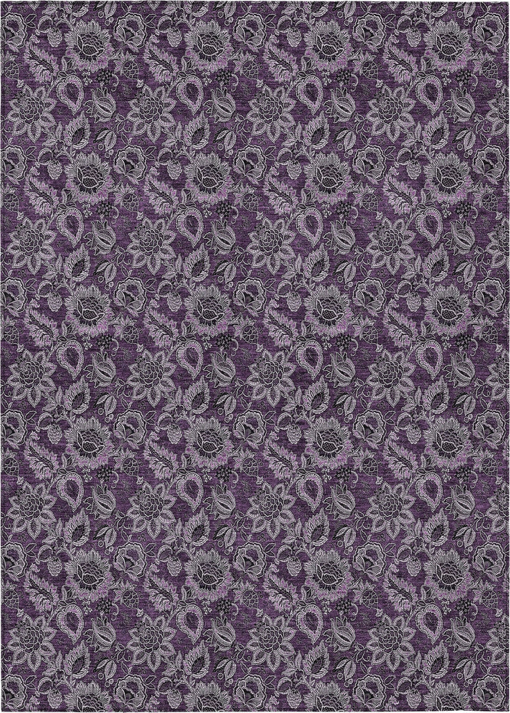 Piper Looms Chantille Floral ACN661 Eggplant Area Rug