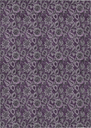 Piper Looms Chantille Floral ACN661 Eggplant Area Rug