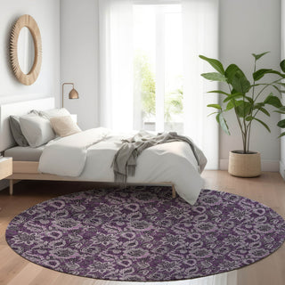 Piper Looms Chantille Floral ACN661 Eggplant Area Rug