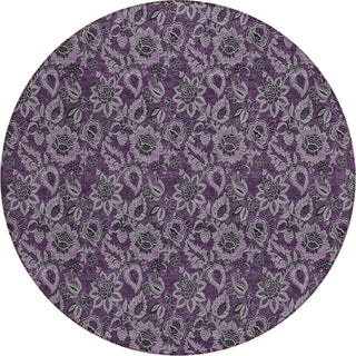 Piper Looms Chantille Floral ACN661 Eggplant Area Rug