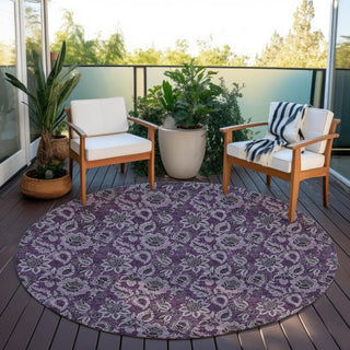 Piper Looms Chantille Floral ACN661 Eggplant Area Rug