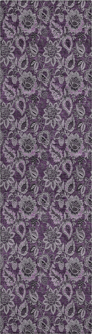 Piper Looms Chantille Floral ACN661 Eggplant Area Rug