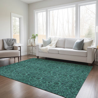 Piper Looms Chantille Floral ACN661 Teal Area Rug