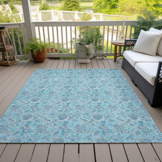 Piper Looms Chantille Floral ACN662 Aqua Area Rug