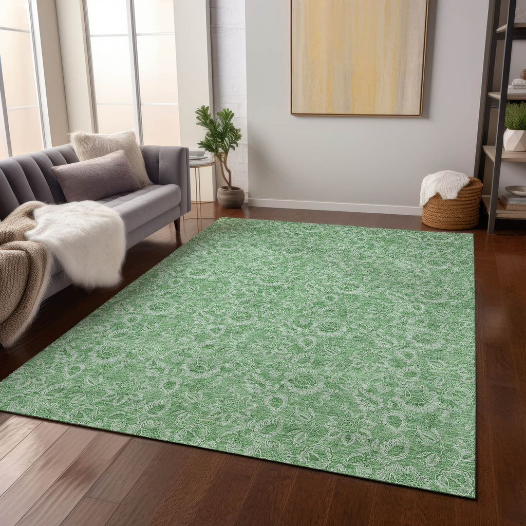 Piper Looms Chantille Floral ACN662 Green Area Rug Lifestyle Image Feature