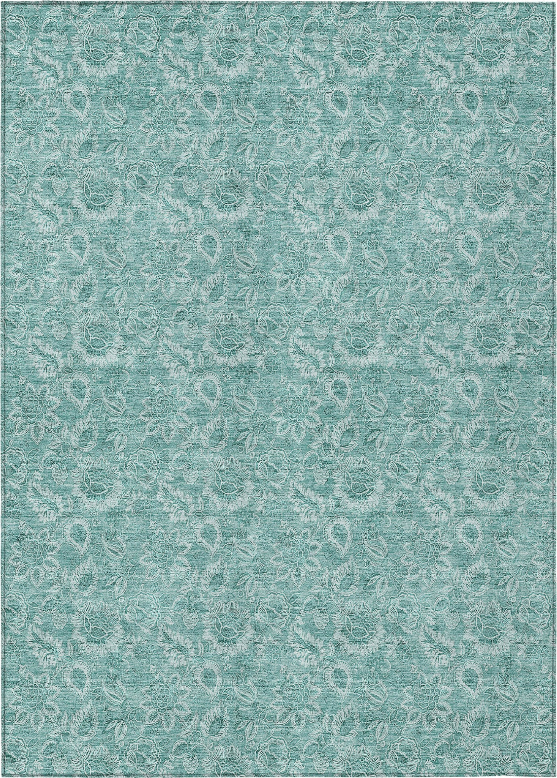 Piper Looms Chantille Floral ACN662 Teal Area Rug