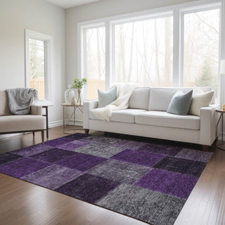 Piper Looms Chantille Patchwork ACN663 Eggplant Area Rug