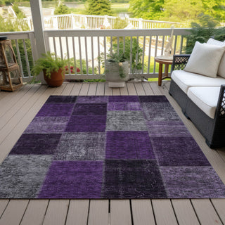 Piper Looms Chantille Patchwork ACN663 Eggplant Area Rug