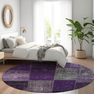 Piper Looms Chantille Patchwork ACN663 Eggplant Area Rug