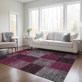 Piper Looms Chantille Patchwork ACN663 Merlot Area Rug