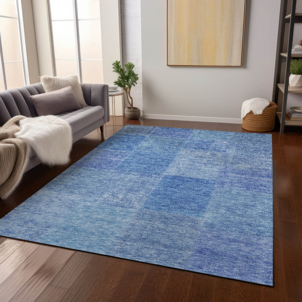 Piper Looms Chantille Patchwork ACN664 Denim Area Rug Lifestyle Image Feature