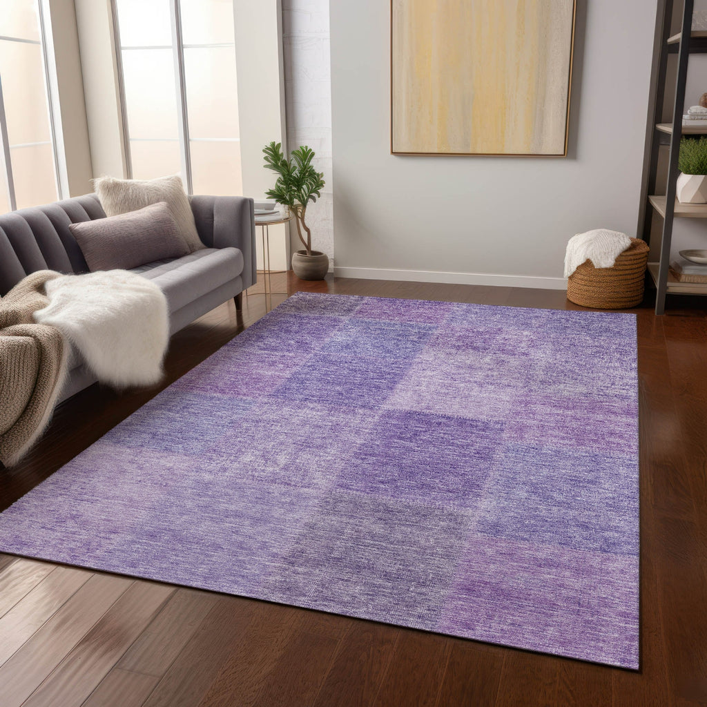 Piper Looms Chantille Patchwork ACN664 Lavender Area Rug Lifestyle Image Feature